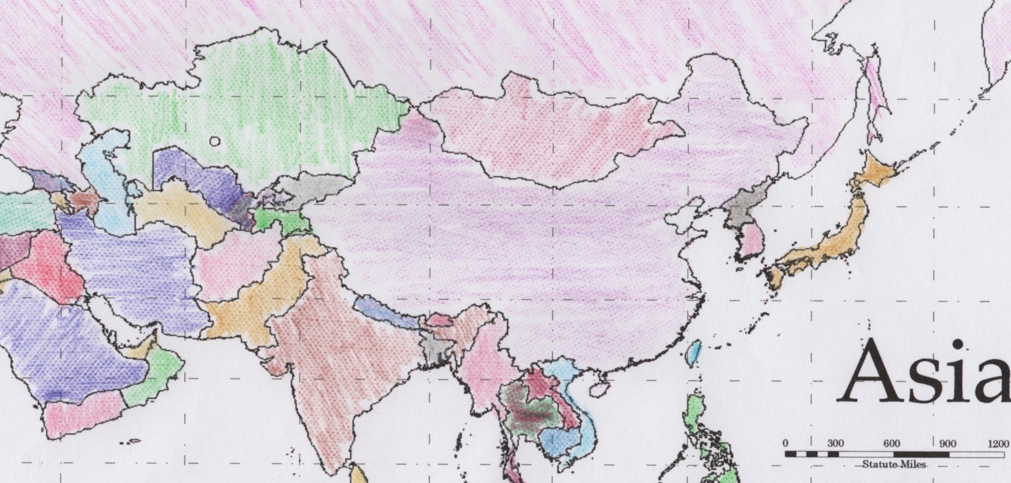 JigsawGeo Asia Colored Map