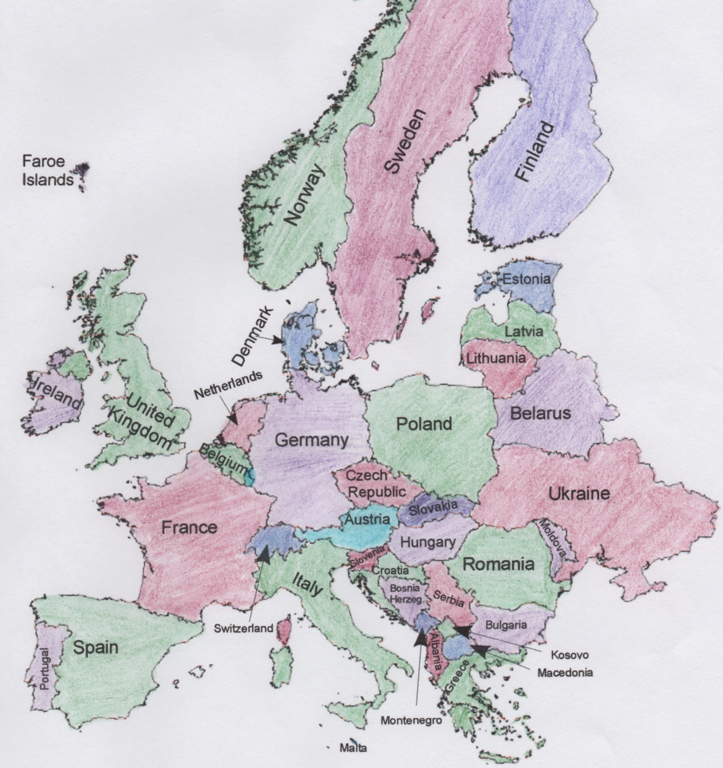 JigsawGeo Europe Colored Map