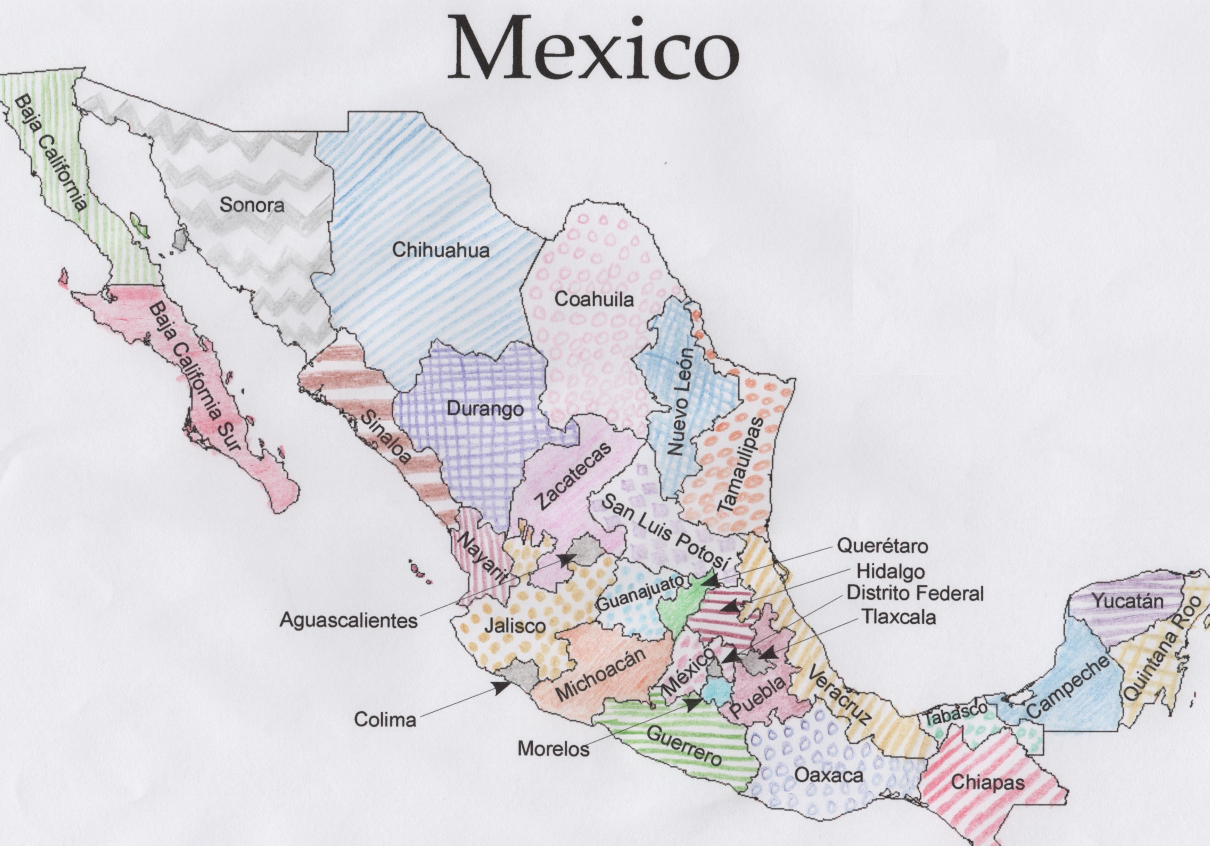 JigsawGeo Mexico Colored Map